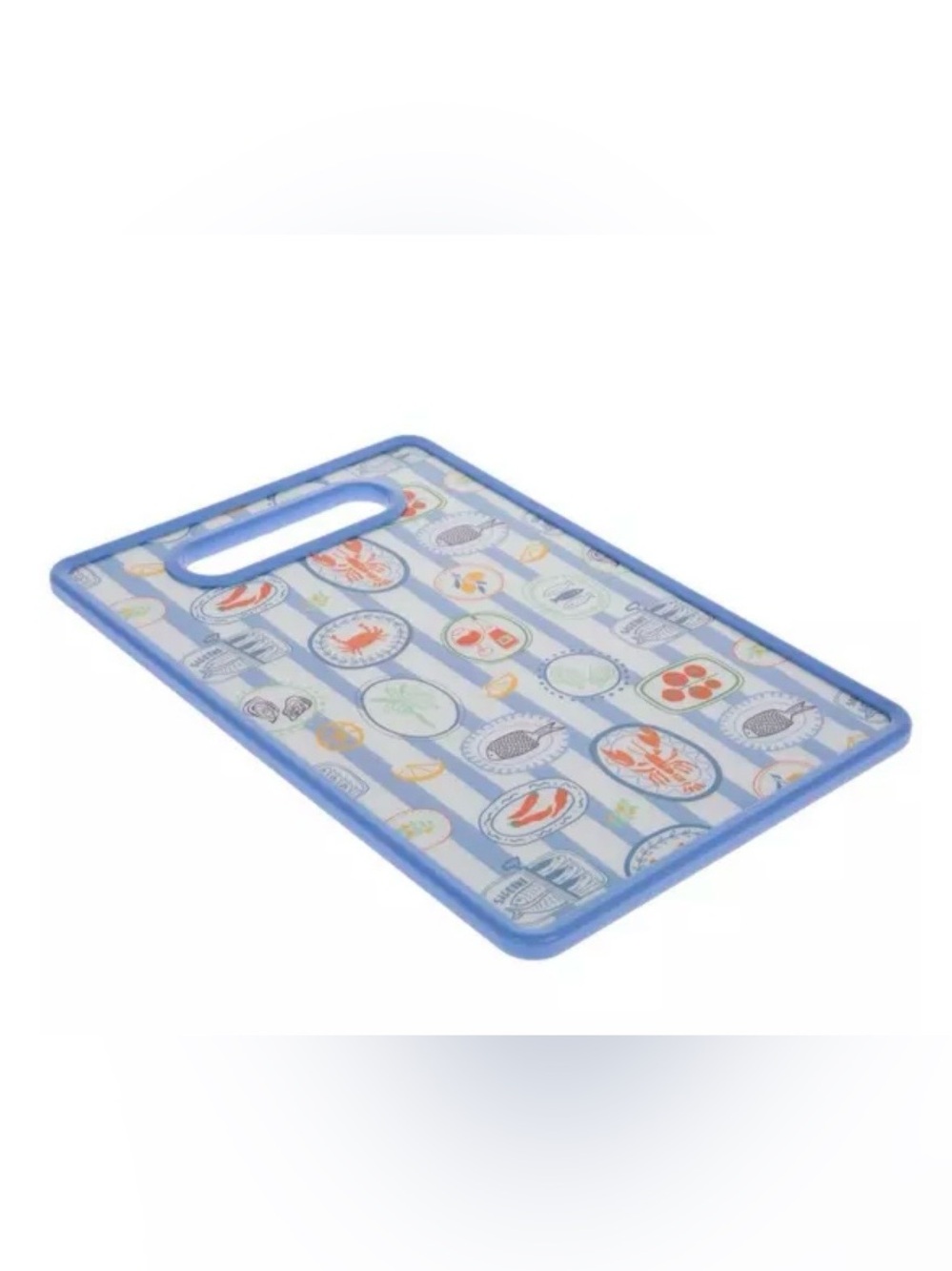 Striped Seafood Motif Cutting Board - Blue